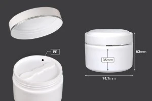 200ml Plastikglas (PP) in weißer Farbe mit Deckel, Teelöffel und Plastikdichtung-2