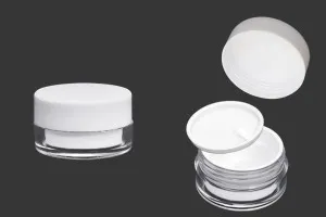 Glas 15ml Acryl in weißer Farbe mit innerer Dichtung auf dem Deckel und Kunststoff im Glas - 6 Stück-1