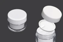 Βαζάκι 30 ml ακρυλικό σε λευκό χρώμα με εσωτερικό παρέμβυσμα στο καπάκι και πλαστικό στο βάζο - 6 τμχ Βαζάκι 30 ml ακρυλικό σε λευκό χρώμα με εσωτερικό παρέμβυσμα στο καπάκι και πλαστικό στο βάζο - 6 τμχ
