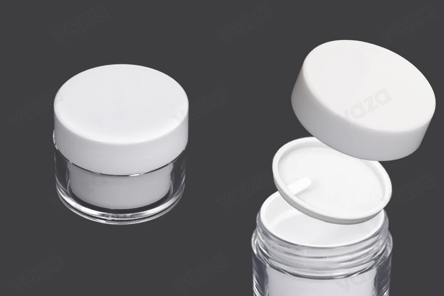 White 30ml acrylic jar with sealing disc and EPE liner inserted in the cap - available in a package with 6 pcs White 30ml acrylic jar with sealing disc and EPE liner inserted in the cap - available in a package with 6 pcs-image_product