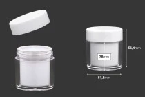 Βαζάκι 50 ml ακρυλικό σε λευκό χρώμα με εσωτερικό παρέμβυσμα στο καπάκι και πλαστικό στο βάζο - 6 τμχ