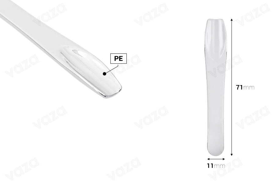 Σπάτουλα για κρέμα πλαστική (PE) ασημί 71x11 mm - 24 τμχ Σπάτουλα για κρέμα πλαστική (PE) ασημί 71x11 mm - 24 τμχ-εικόνα_διαστάσεις