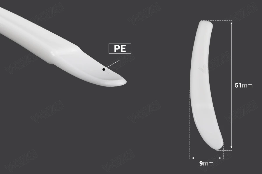White plastic (PE) cosmetic spatula in size 51x9 mm - 24 pcs-image_dimensions