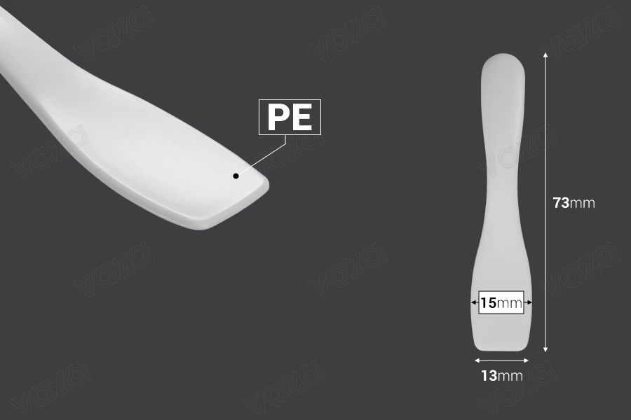 Spatul plastike për krem (PE) e bardhë 73x15 mm - 24 copë Spatul plastike për krem (PE) e bardhë 73x15 mm - 24 copë-εικόνα_διαστάσεις