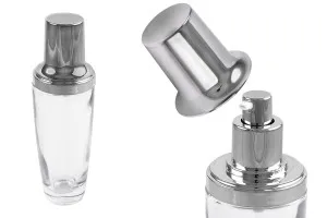 100ml glass lotion bottle with pump and elegant cover cap.-1