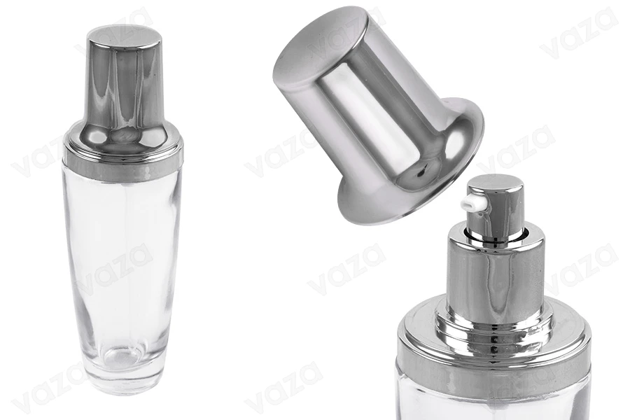 100ml glass lotion bottle with pump and elegant cover cap.-image_product