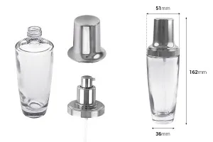 100ml glass lotion bottle with pump and elegant cover cap.-2