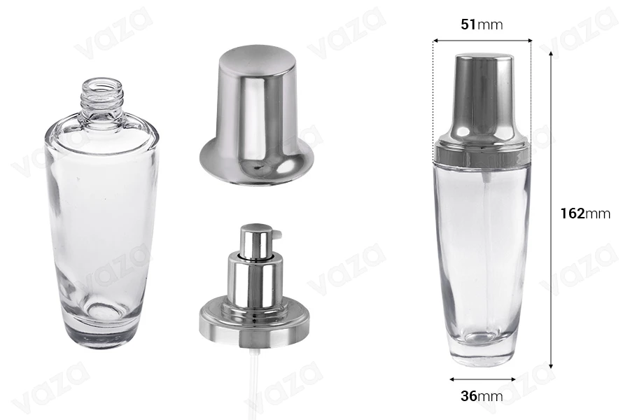 100ml glass lotion bottle with pump and elegant cover cap.-image_dimensions