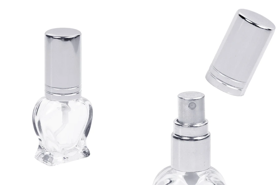 4ml heart shaped glass bottle with spray and silver lid 4ml heart shaped glass bottle with spray and silver lid