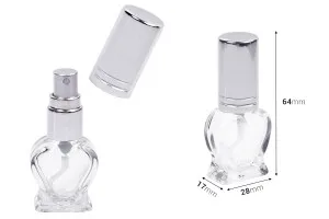 4ml heart shaped glass bottle with spray and silver lid-2