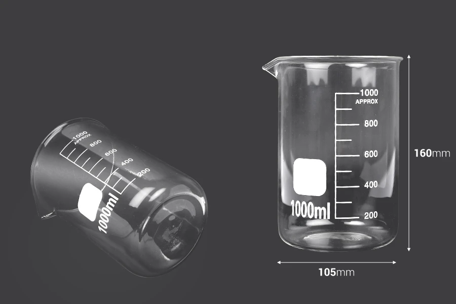 Ποτήρι ζέσεως 1000 ml γυάλινο κυλινδρικό
