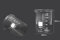 Becher in vetro da 150 ml a forma cilindrica Becher in vetro da 150 ml a forma cilindrica