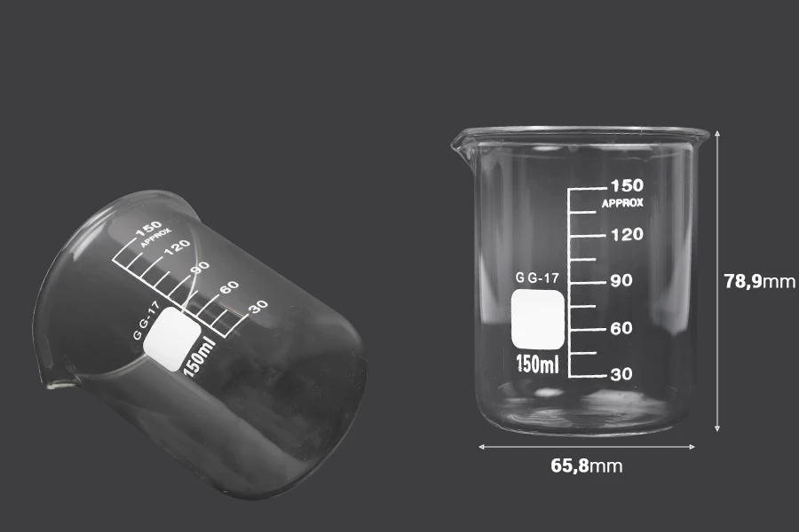 Becher in vetro da 150 ml a forma cilindrica Becher in vetro da 150 ml a forma cilindrica