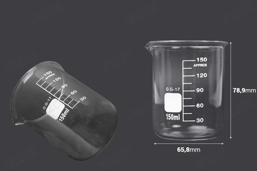 150ml graduated cylindrical laboratory glass beaker-image_dimensions