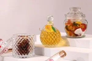 Candy buffet decoration glass jar  in size 68,5x111 mm with glass cap-3