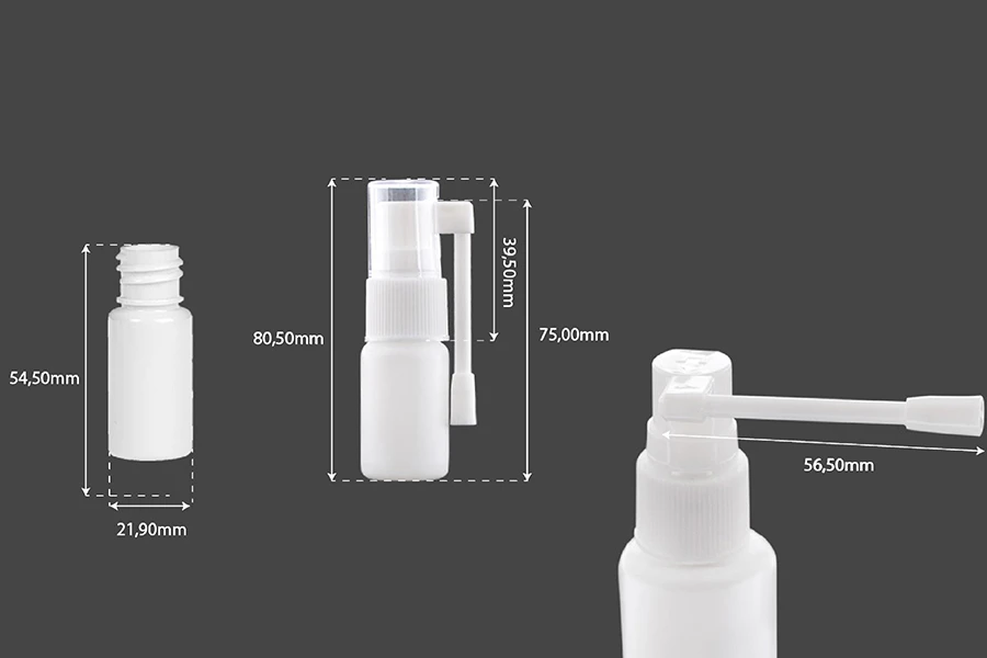 Flacon en plastique de 10 ml avec pompe de pulvérisation locale pour usage pharmaceutique - 12 pcs