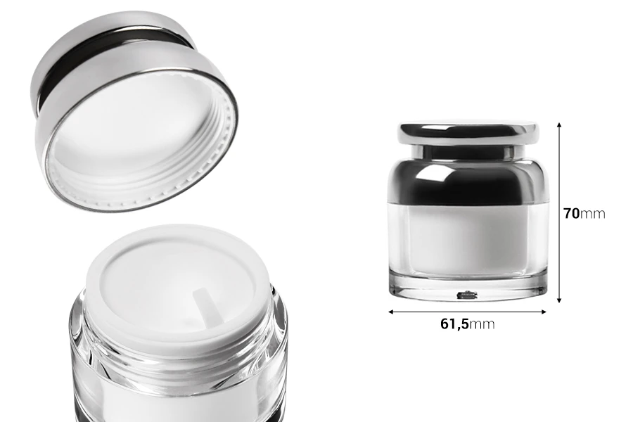 Βαζάκι για κρέμα 50 ml ακρυλικό με καπάκι και πλαστικό παρέμβυσμα