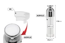 Μπουκαλάκι πολυτελείας 100 ml ακρυλικό (διάφανο εξωτερικά και λευκό εσωτερικά) με αντλία κρέμας και προστατευτικό καπάκι