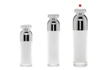 Μπουκαλάκι πολυτελείας 100 ml ακρυλικό (διάφανο εξωτερικά και λευκό εσωτερικά) με αντλία κρέμας και προστατευτικό καπάκι