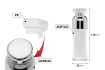 Μπουκαλάκι πολυτελείας 30 ml airless ακρυλικό (διάφανο εξωτερικά και λευκό εσωτερικά) με αντλία κρέμας και προστατευτικό καπάκι Μπουκαλάκι πολυτελείας 30 ml airless ακρυλικό (διάφανο εξωτερικά και λευκό εσωτερικά) με αντλία κρέμας και προστατευτικό καπάκι
