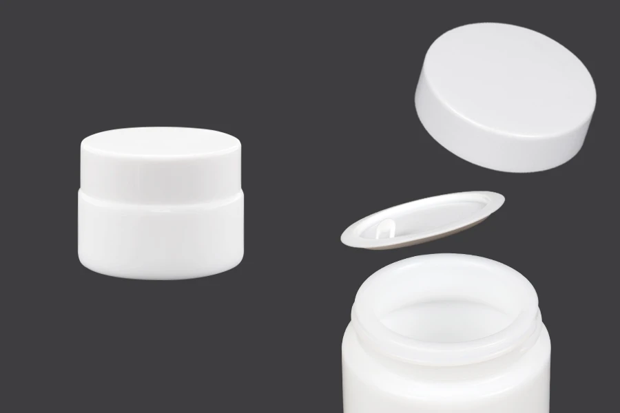 Βάζο για κρέμα 15 ml γυάλινο, λευκό με καπάκι, liner και πλαστικό παρέμβυσμα Βάζο για κρέμα 15 ml γυάλινο, λευκό με καπάκι, liner και πλαστικό παρέμβυσμα