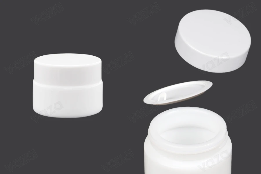 Glastiegel 30ml weiß mit Deckel, liner und Abdichtscheibe-produktbild