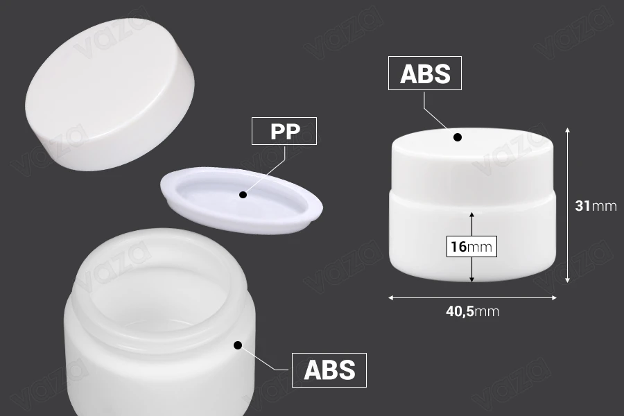 Glastiegel 30ml weiß mit Deckel, liner und Abdichtscheibe-bildabmessungen