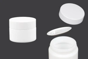 Pot à crème en verre de 30 ml, blanc avec couvercle, doublure et joint en plastique-1