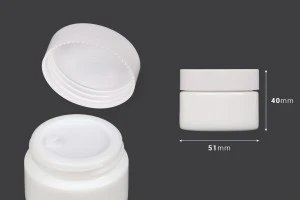 Pot à crème en verre de 30 ml, blanc avec couvercle, doublure et joint en plastique-2