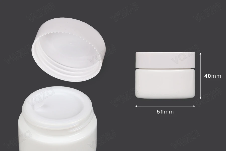 Pot à crème en verre de 30 ml, blanc avec couvercle, doublure et joint en plastique-photo_dimensions