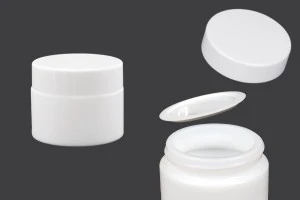Glastiegel 50ml weiß mit Deckel, liner und Abdichtscheibe