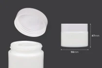 Βάζο για κρέμα 50 ml γυάλινο, λευκό με καπάκι, liner και πλαστικό παρέμβυσμα