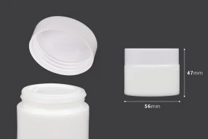 Βάζο για κρέμα 50 ml γυάλινο, λευκό με καπάκι, liner και πλαστικό παρέμβυσμα-2