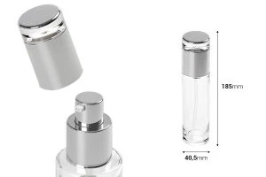 100ml transparent glass bottle with silver dispenser pump and cap-2