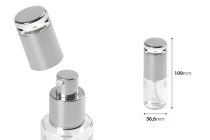 Μπουκαλάκι 30 ml γυάλινο διάφανο με ασημί αντλία και καπάκι Μπουκαλάκι 30 ml γυάλινο διάφανο με ασημί αντλία και καπάκι
