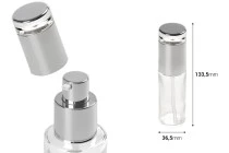 Μπουκαλάκι 50 ml γυάλινο διάφανο με ασημί αντλία και καπάκι
