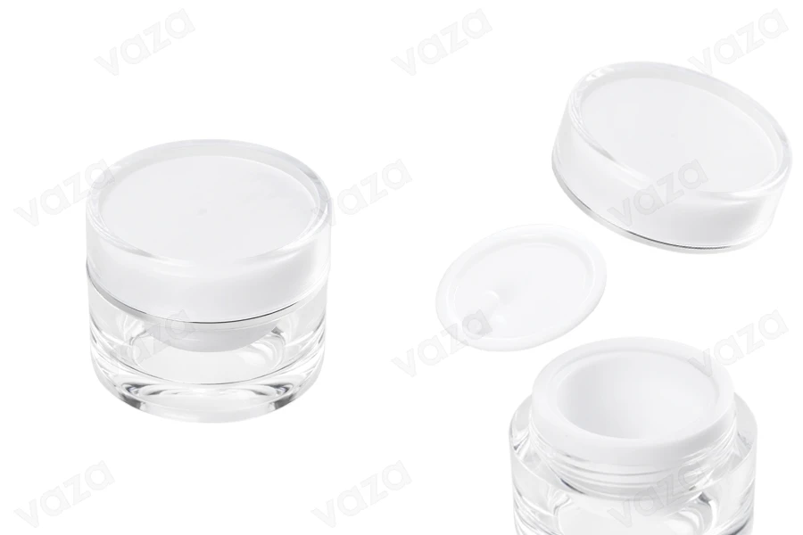 Βαζάκι πολυτελείας 10 ml στρογγυλό, ακρυλικό με εσωτερικό παρέμβυσμα στο καπάκι και πλαστικό στο βάζο - 12 τμχ Βαζάκι πολυτελείας 10 ml στρογγυλό, ακρυλικό με εσωτερικό παρέμβυσμα στο καπάκι και πλαστικό στο βάζο - 12 τμχ-εικόνα_προϊοντική