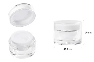 10ml luxury round acrylic cream jar with inner seal in cap and a plastic cover on the jar - available in a package with 12 pcs-2