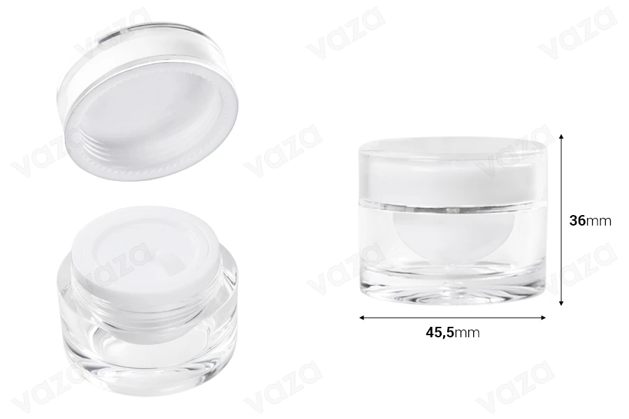 Βαζάκι πολυτελείας 10 ml στρογγυλό, ακρυλικό με εσωτερικό παρέμβυσμα στο καπάκι και πλαστικό στο βάζο - 12 τμχ Βαζάκι πολυτελείας 10 ml στρογγυλό, ακρυλικό με εσωτερικό παρέμβυσμα στο καπάκι και πλαστικό στο βάζο - 12 τμχ-εικόνα_διαστάσεις