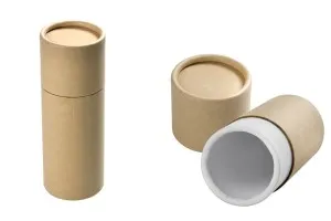 Brown kraft paper tube box (white inside) in size 46x125 mm for vials and bottles - 12 pcs