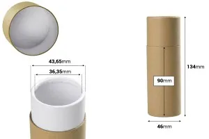 Petite boîte cylindrique en kraft de couleur marron (intérieur blanc) 46 x 134 mm pour flacons - 12 pcs-2