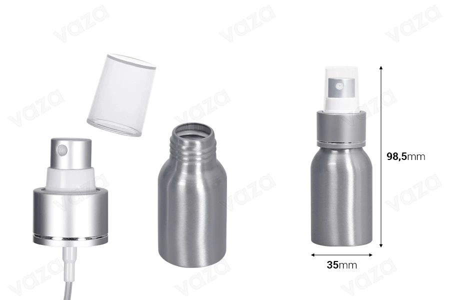 Shishe alumini 30 ml me sprej dhe kapak plastik - 10 copë       -imazh_dimensione