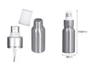 Φιάλη αλουμινίου 50 ml με σπρέι και πλαστικό καπάκι - 10 τμχ-2