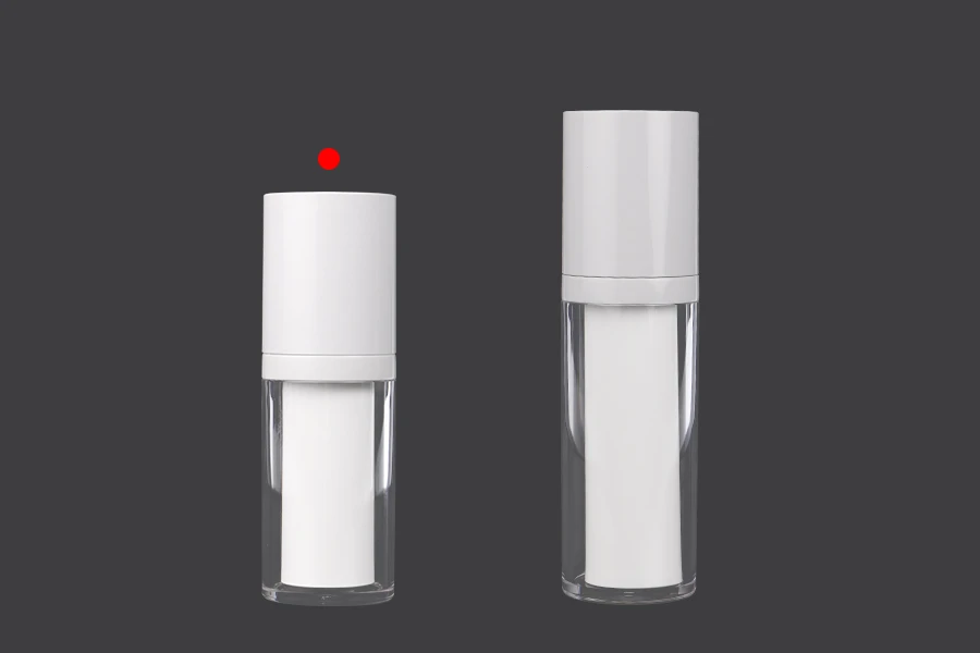 Flacon rechargeable airless en plastique de 15 ml pour crème avec étui extérieur en acrylique Flacon rechargeable airless en plastique de 15 ml pour crème avec étui extérieur en acrylique