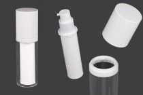 Flacone ricaricabile airless in plastica da 30 ml per crema con custodia esterna in acrilico Flacone ricaricabile airless in plastica da 30 ml per crema con custodia esterna in acrilico