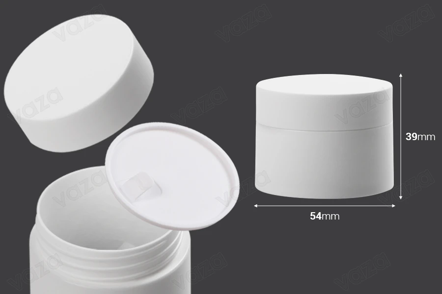 Pot en plastique de 30ml à double fond avec joint intérieur sur le couvercle et plastique sur le pot-photo_dimensions