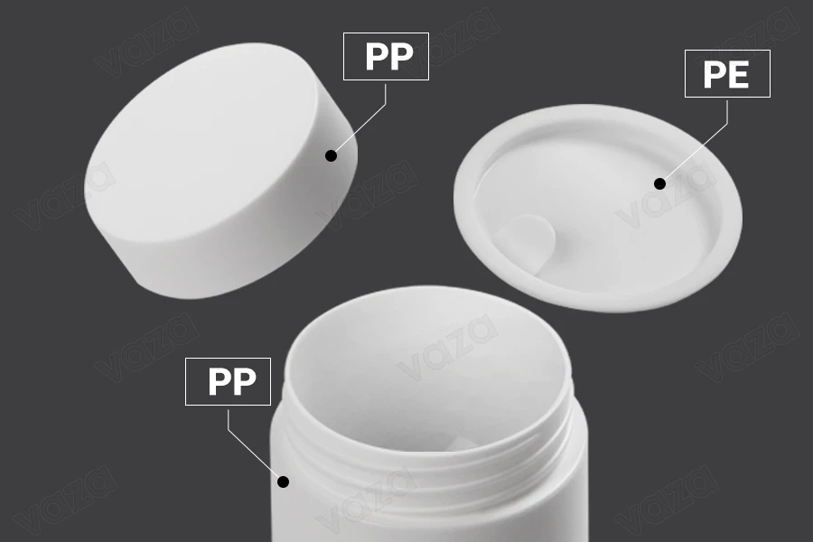 Pot en plastique de 30ml à double fond avec joint intérieur sur le couvercle et plastique sur le pot-photo_groupe