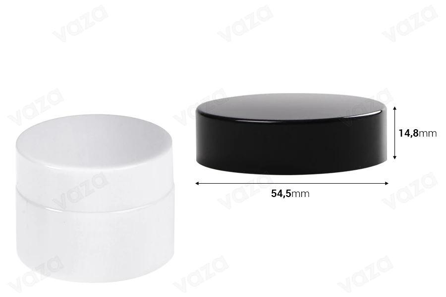Black or white plastic lid with inner liner for 50 ml jars Black or white plastic lid with inner liner for 50 ml jars-image_dimensions