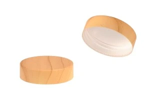 Kunststoffdeckel im Holzdesign mit Inneneinsatz für Cremetiegel 50ml