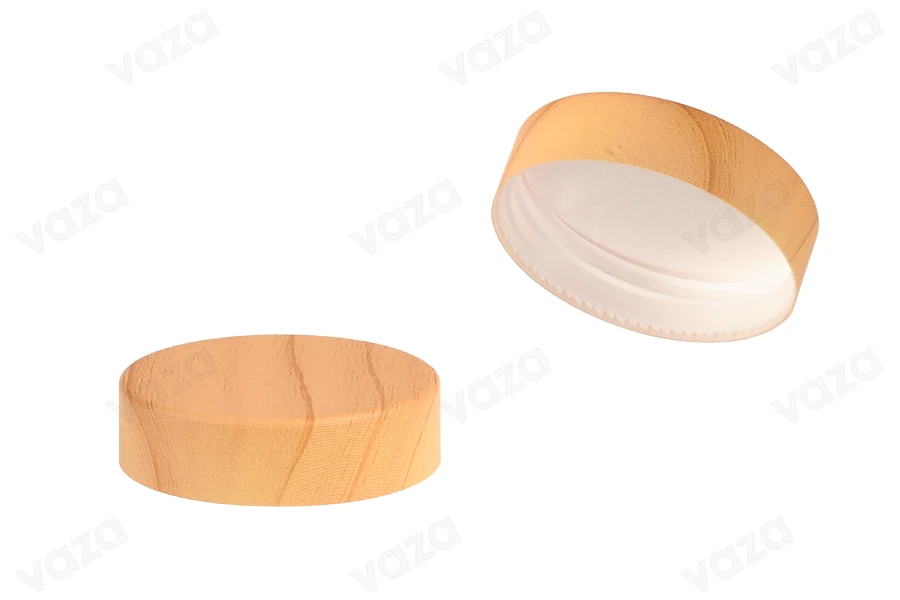 Couvercle en plastique au design bois avec doublure intérieure pour pots de crème 50 ml-photo_produit